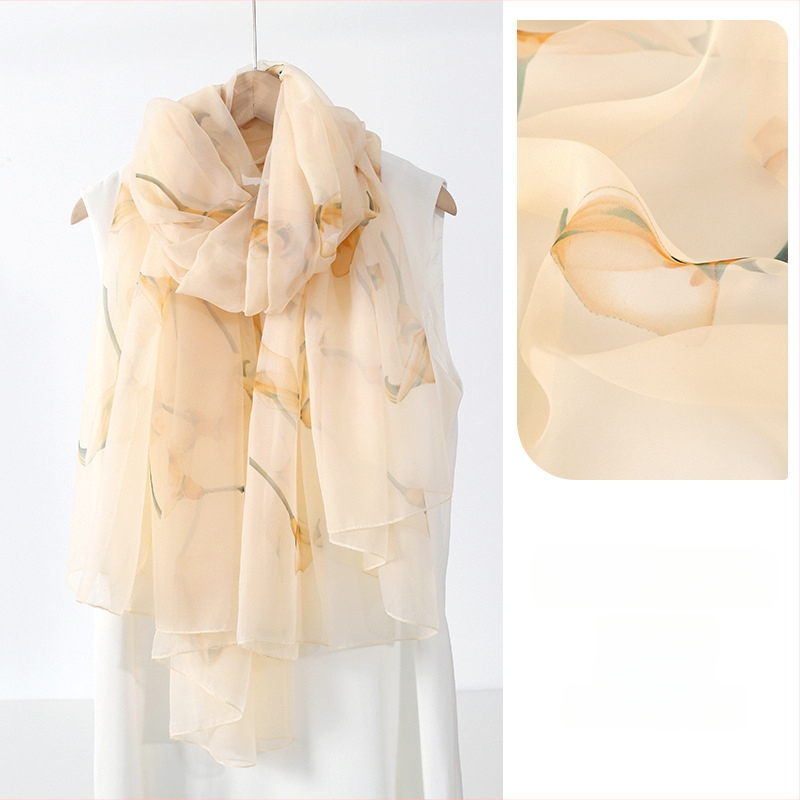 Šilkinis šalikas moterims, 2024 m. naujo stiliaus plonas vasaros vidurio rudens festivalio dovanų dėžutė, didelė skara mamai ir vyresnio amžiaus žmonėms