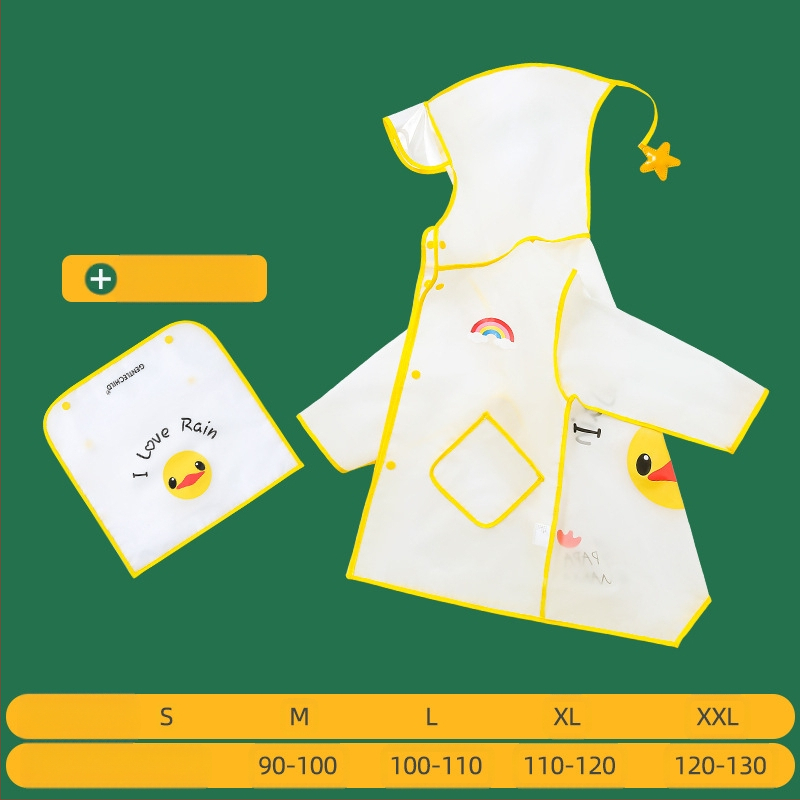 Детски дъждобран за момче, прозрачна козирка, жълто пончо с патица, удължен по цялото тяло, водоустойчив комплект за момичета с динозавърски мотиви