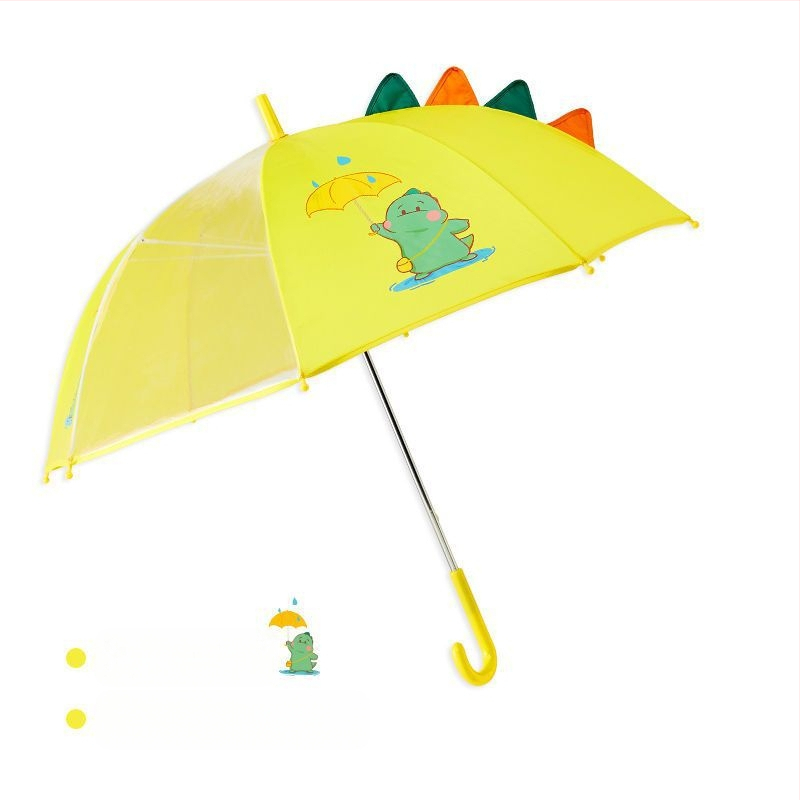 Детски дъждобран за момче, прозрачна козирка, жълто пончо с патица, удължен по цялото тяло, водоустойчив комплект за момичета с динозавърски мотиви