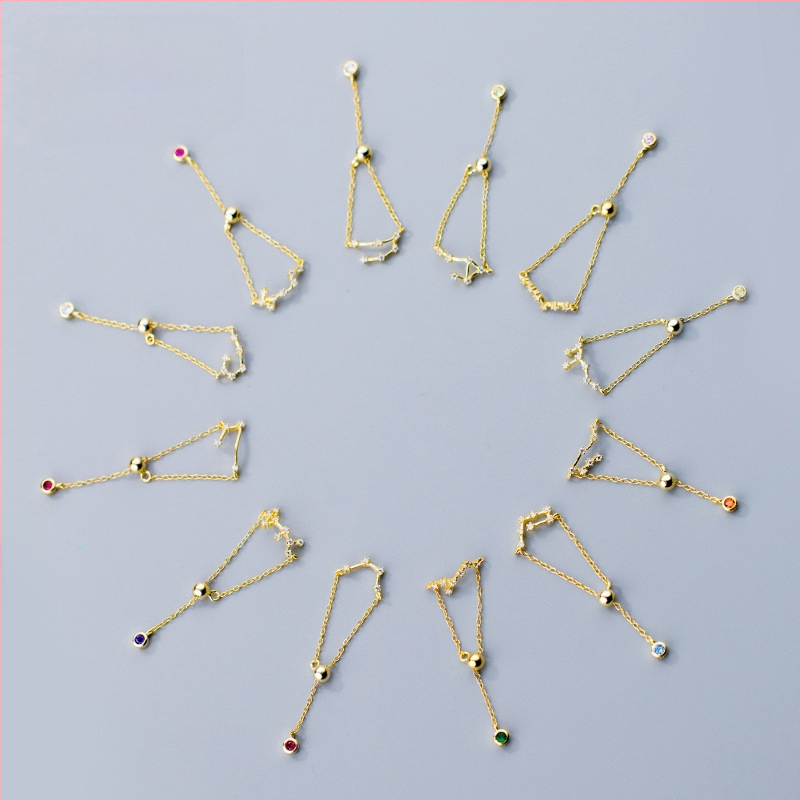 Dámsky strieborný prsteň s 925 v kórejskom štýle, módny, s diamantmi vsadenými, dvanástimi súhvezdiami, elegantný prsteň s svetelnými korálkami, ukazovák, dámsky prsteň J4963