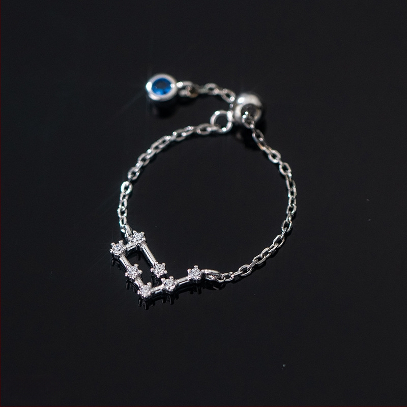 Dámsky strieborný prsteň s 925 v kórejskom štýle, módny, s diamantmi vsadenými, dvanástimi súhvezdiami, elegantný prsteň s svetelnými korálkami, ukazovák, dámsky prsteň J4963