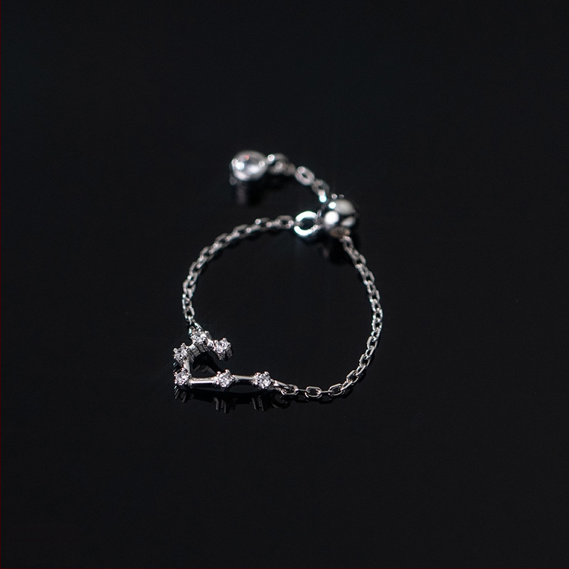 Dámsky strieborný prsteň s 925 v kórejskom štýle, módny, s diamantmi vsadenými, dvanástimi súhvezdiami, elegantný prsteň s svetelnými korálkami, ukazovák, dámsky prsteň J4963