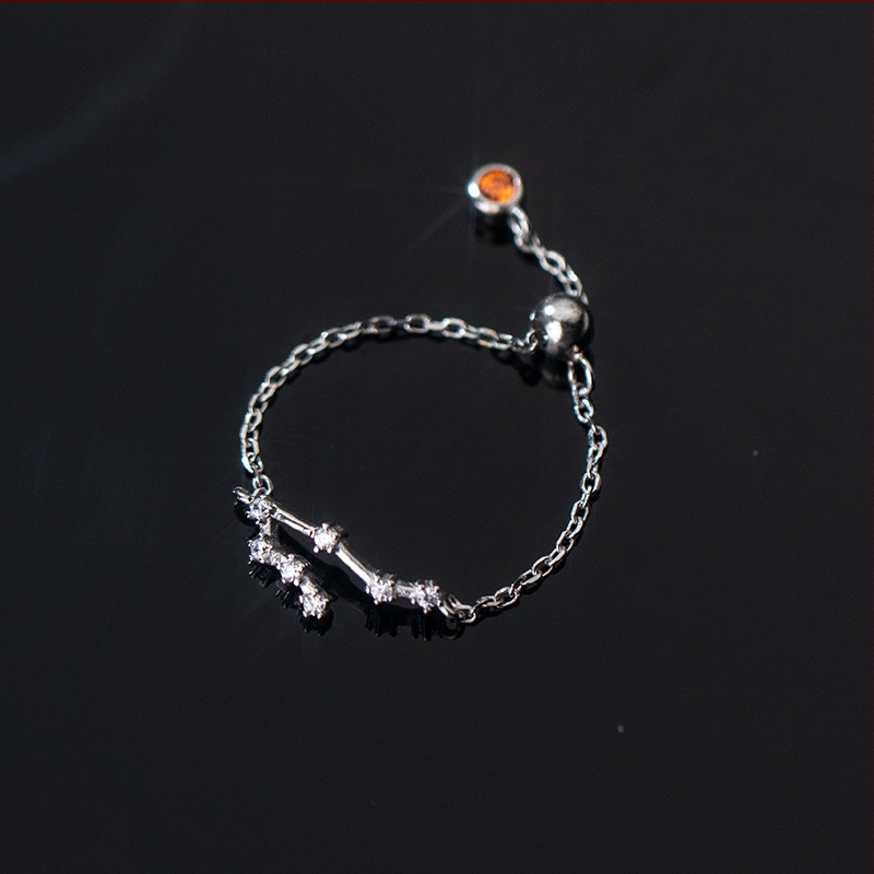 Dámsky strieborný prsteň s 925 v kórejskom štýle, módny, s diamantmi vsadenými, dvanástimi súhvezdiami, elegantný prsteň s svetelnými korálkami, ukazovák, dámsky prsteň J4963