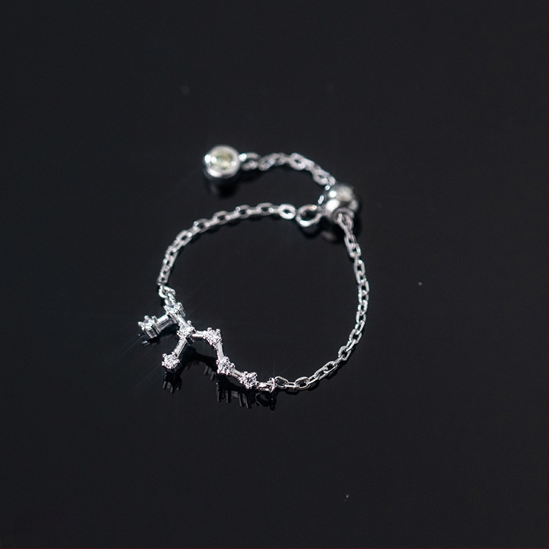 Dámsky strieborný prsteň s 925 v kórejskom štýle, módny, s diamantmi vsadenými, dvanástimi súhvezdiami, elegantný prsteň s svetelnými korálkami, ukazovák, dámsky prsteň J4963