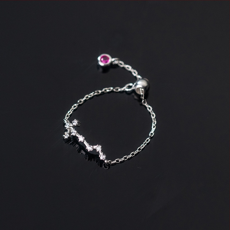 Dámsky strieborný prsteň s 925 v kórejskom štýle, módny, s diamantmi vsadenými, dvanástimi súhvezdiami, elegantný prsteň s svetelnými korálkami, ukazovák, dámsky prsteň J4963