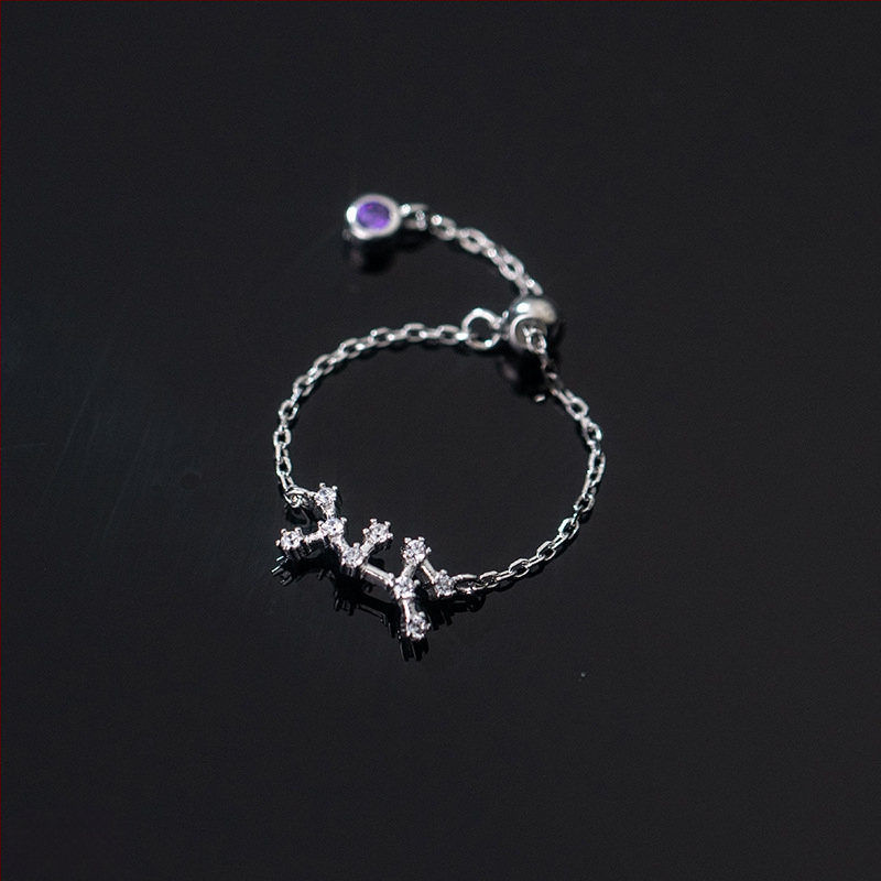 Dámsky strieborný prsteň s 925 v kórejskom štýle, módny, s diamantmi vsadenými, dvanástimi súhvezdiami, elegantný prsteň s svetelnými korálkami, ukazovák, dámsky prsteň J4963