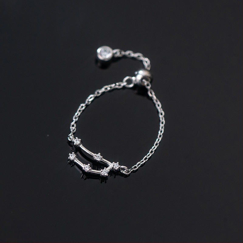 Dámsky strieborný prsteň s 925 v kórejskom štýle, módny, s diamantmi vsadenými, dvanástimi súhvezdiami, elegantný prsteň s svetelnými korálkami, ukazovák, dámsky prsteň J4963