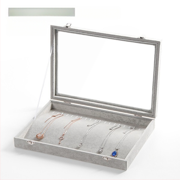 Didelės talpos aksominė žiedų, papuošalų laikymo dėžutė, permatoma padėklo, papuošalų, karolių, papuošalų dėžutė, laikymo dėžutė