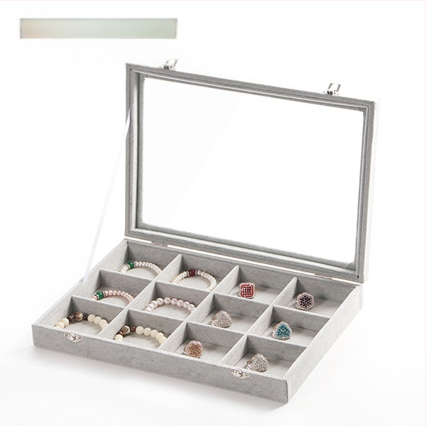 Didelės talpos aksominė žiedų, papuošalų laikymo dėžutė, permatoma padėklo, papuošalų, karolių, papuošalų dėžutė, laikymo dėžutė