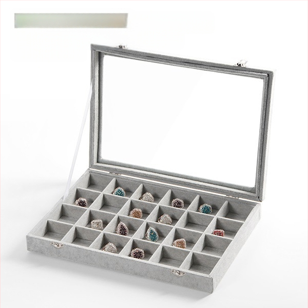 Didelės talpos aksominė žiedų, papuošalų laikymo dėžutė, permatoma padėklo, papuošalų, karolių, papuošalų dėžutė, laikymo dėžutė