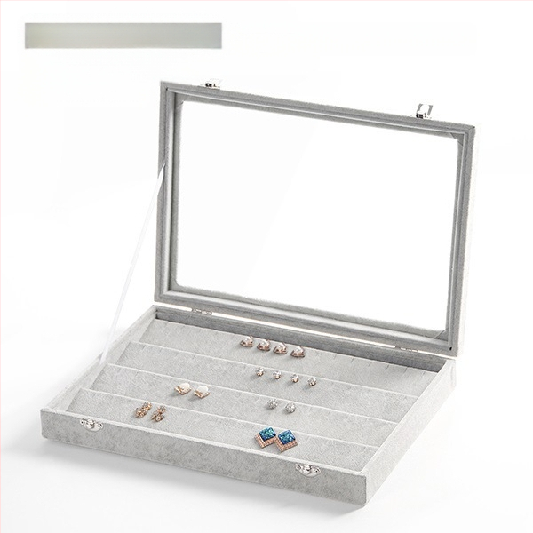 Didelės talpos aksominė žiedų, papuošalų laikymo dėžutė, permatoma padėklo, papuošalų, karolių, papuošalų dėžutė, laikymo dėžutė