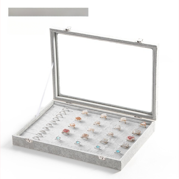 Didelės talpos aksominė žiedų, papuošalų laikymo dėžutė, permatoma padėklo, papuošalų, karolių, papuošalų dėžutė, laikymo dėžutė