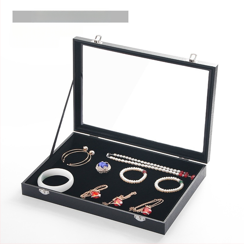 Didelės talpos aksominė žiedų, papuošalų laikymo dėžutė, permatoma padėklo, papuošalų, karolių, papuošalų dėžutė, laikymo dėžutė