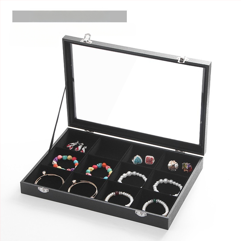 Didelės talpos aksominė žiedų, papuošalų laikymo dėžutė, permatoma padėklo, papuošalų, karolių, papuošalų dėžutė, laikymo dėžutė