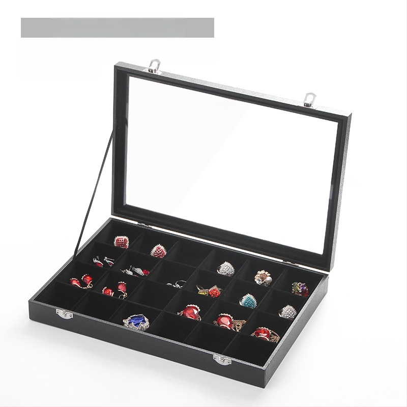 Didelės talpos aksominė žiedų, papuošalų laikymo dėžutė, permatoma padėklo, papuošalų, karolių, papuošalų dėžutė, laikymo dėžutė