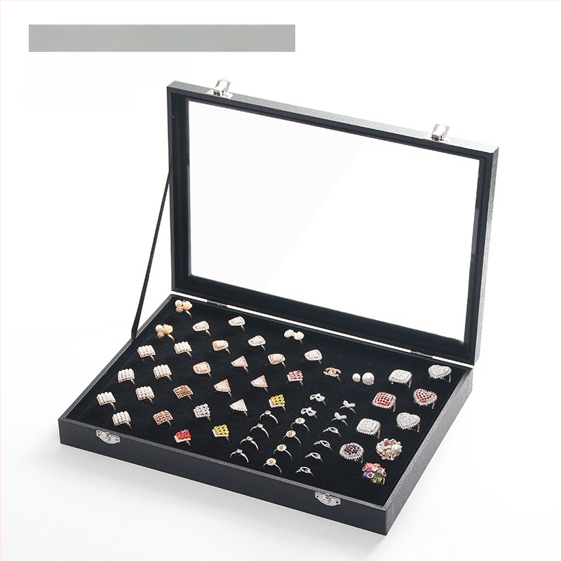 Didelės talpos aksominė žiedų, papuošalų laikymo dėžutė, permatoma padėklo, papuošalų, karolių, papuošalų dėžutė, laikymo dėžutė