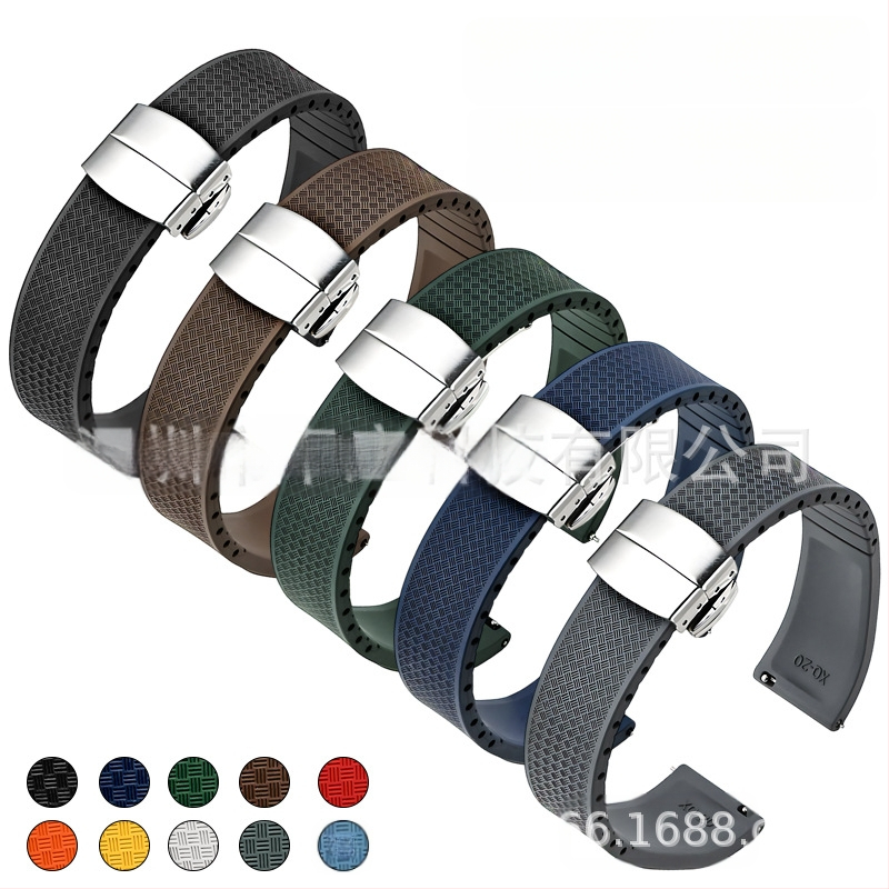 Fluoru gumijas ātrās atbrīvošanas pulksteņa siksniņa ir piemērota Omega Seiko Xitiecheng dubultspiedes tauriņa sprādzes 20/22 mm pulksteņu aksesuāriem.