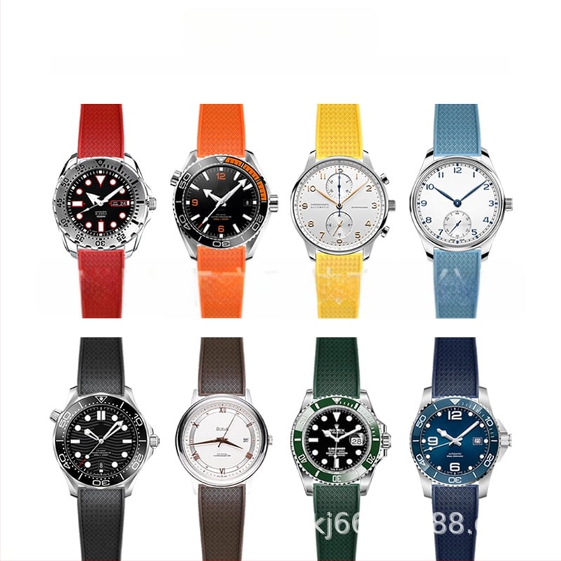 Fluoru gumijas ātrās atbrīvošanas pulksteņa siksniņa ir piemērota Omega Seiko Xitiecheng dubultspiedes tauriņa sprādzes 20/22 mm pulksteņu aksesuāriem.