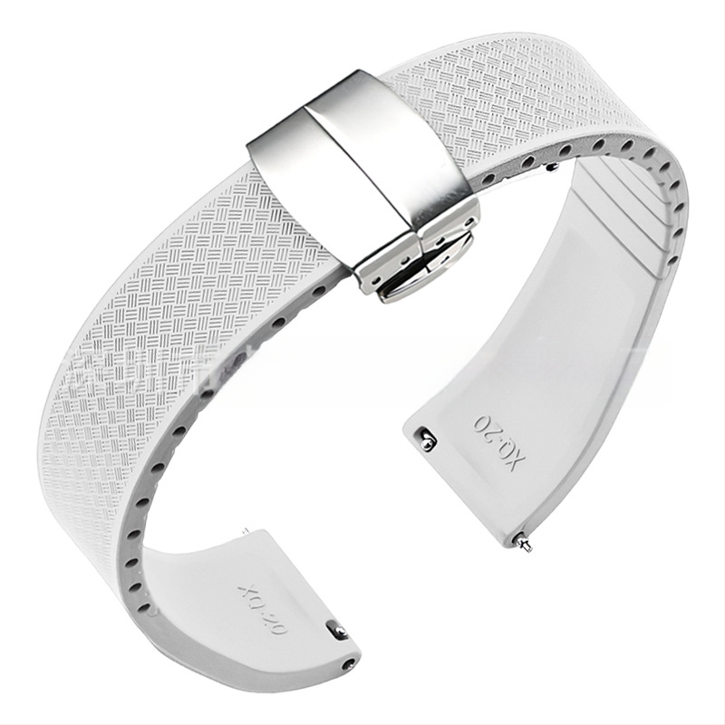 Fluoru gumijas ātrās atbrīvošanas pulksteņa siksniņa ir piemērota Omega Seiko Xitiecheng dubultspiedes tauriņa sprādzes 20/22 mm pulksteņu aksesuāriem.