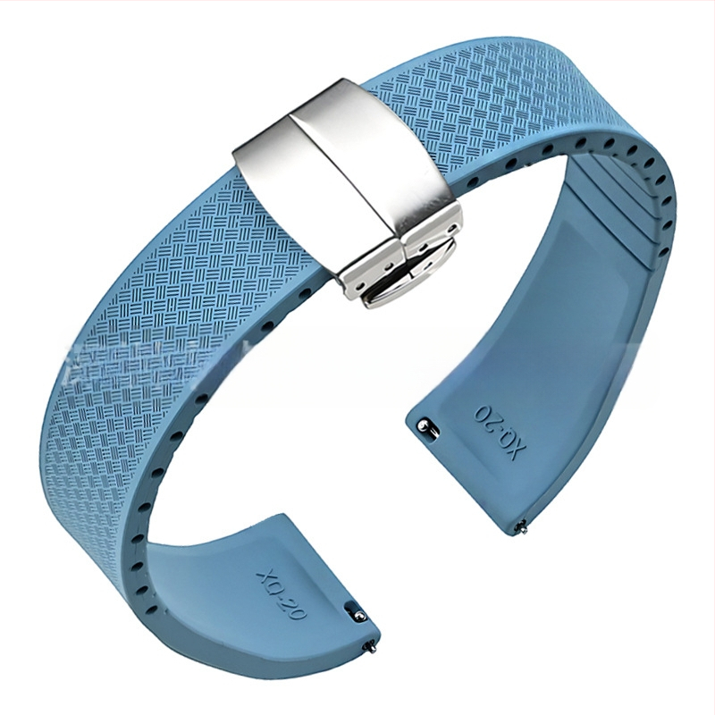 Fluoru gumijas ātrās atbrīvošanas pulksteņa siksniņa ir piemērota Omega Seiko Xitiecheng dubultspiedes tauriņa sprādzes 20/22 mm pulksteņu aksesuāriem.