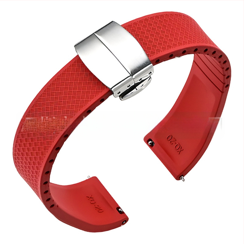 Fluoru gumijas ātrās atbrīvošanas pulksteņa siksniņa ir piemērota Omega Seiko Xitiecheng dubultspiedes tauriņa sprādzes 20/22 mm pulksteņu aksesuāriem.