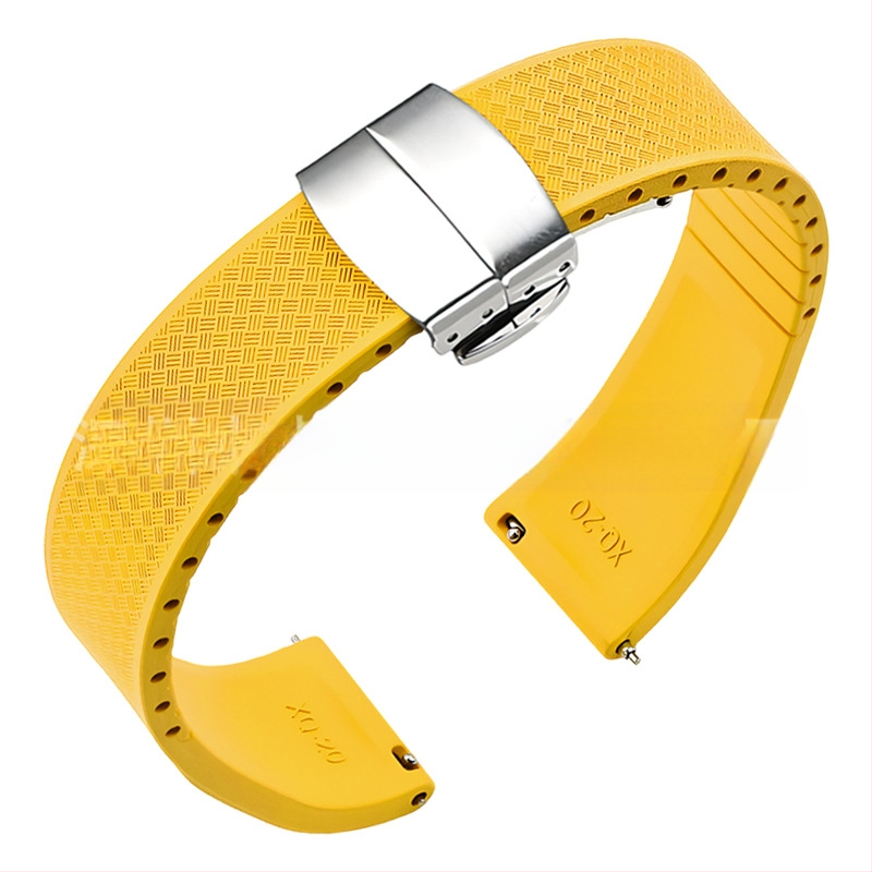 Fluoru gumijas ātrās atbrīvošanas pulksteņa siksniņa ir piemērota Omega Seiko Xitiecheng dubultspiedes tauriņa sprādzes 20/22 mm pulksteņu aksesuāriem.