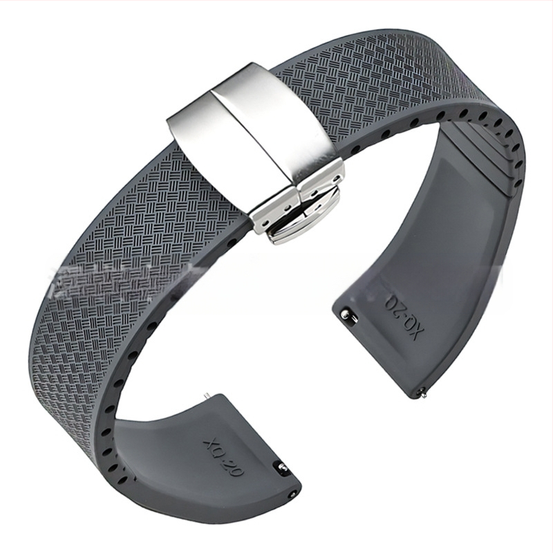 Fluoru gumijas ātrās atbrīvošanas pulksteņa siksniņa ir piemērota Omega Seiko Xitiecheng dubultspiedes tauriņa sprādzes 20/22 mm pulksteņu aksesuāriem.