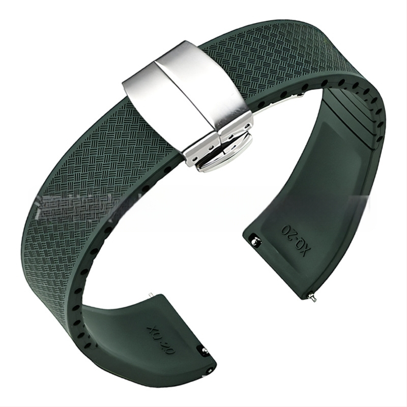 Fluoru gumijas ātrās atbrīvošanas pulksteņa siksniņa ir piemērota Omega Seiko Xitiecheng dubultspiedes tauriņa sprādzes 20/22 mm pulksteņu aksesuāriem.