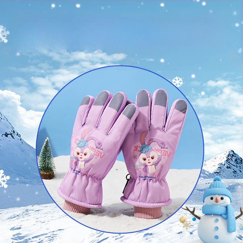 Laste suusakindad Laste soojad lumemängukindad Veekindlad talvebeebipoisid ja -tüdrukud Sametist paksendatud õpilaste jalgrattasõidukindad