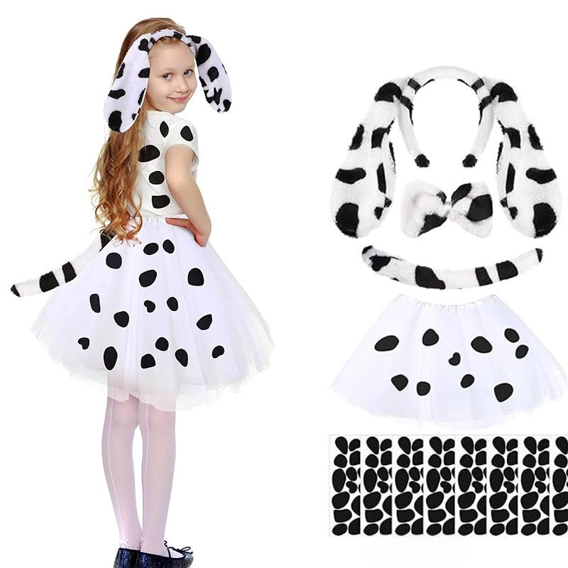 2025 dalmaatsia koera kõrvapaelaga plush-realistlikud loomakõrvad dalmaatsia koera kostüümikostüüm värske ja armas