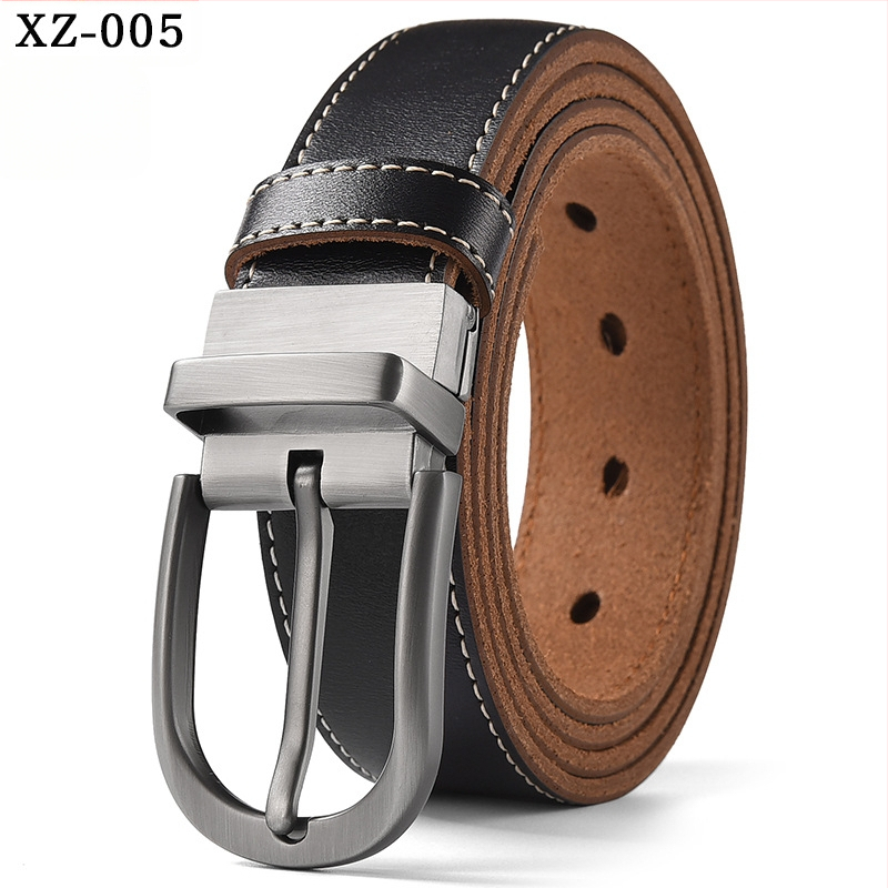 Vyriškas laisvalaikio stiliaus diržas su sagtimi iš karvės odos, universalus, natūralios odos diržas, eksportuojamas iš užsienio gamyklos.