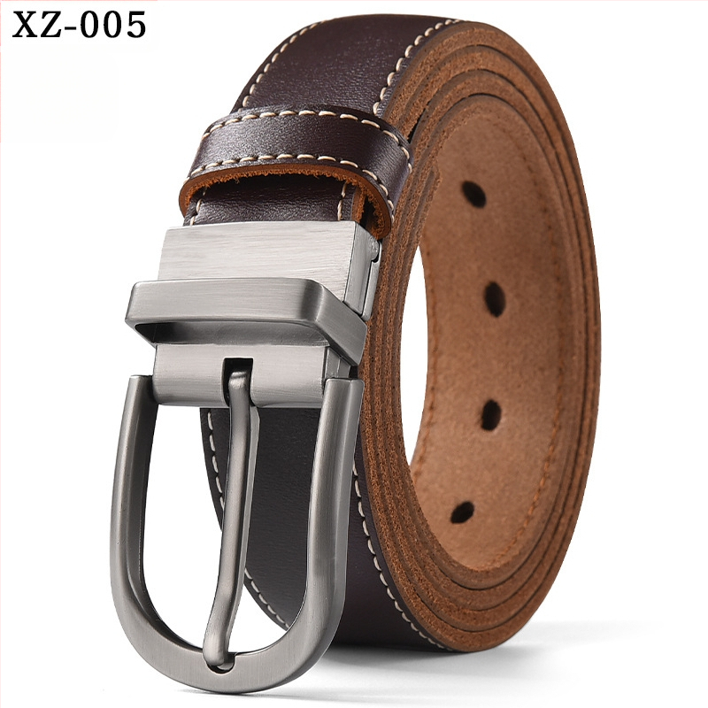 Vyriškas laisvalaikio stiliaus diržas su sagtimi iš karvės odos, universalus, natūralios odos diržas, eksportuojamas iš užsienio gamyklos.