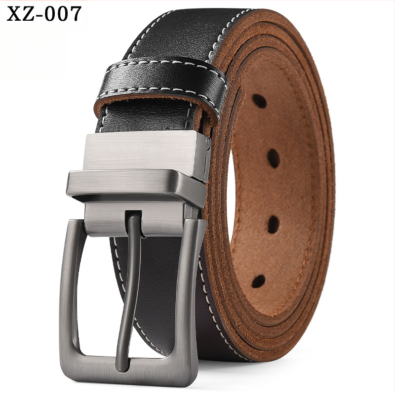 Vyriškas laisvalaikio stiliaus diržas su sagtimi iš karvės odos, universalus, natūralios odos diržas, eksportuojamas iš užsienio gamyklos.