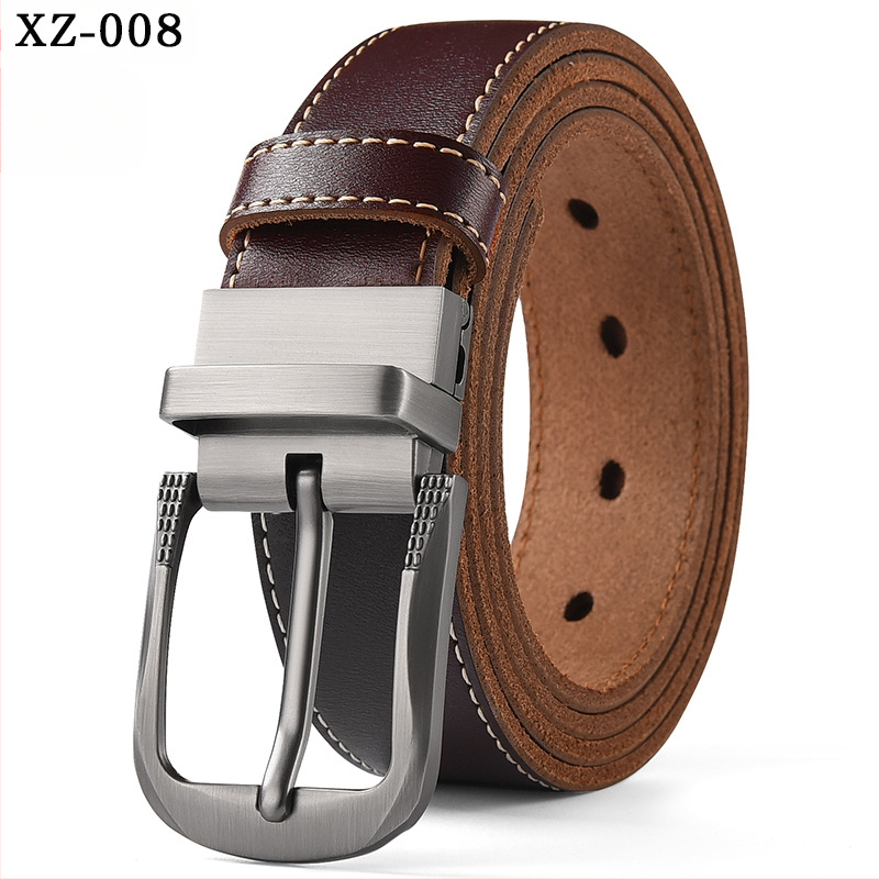 Vyriškas laisvalaikio stiliaus diržas su sagtimi iš karvės odos, universalus, natūralios odos diržas, eksportuojamas iš užsienio gamyklos.
