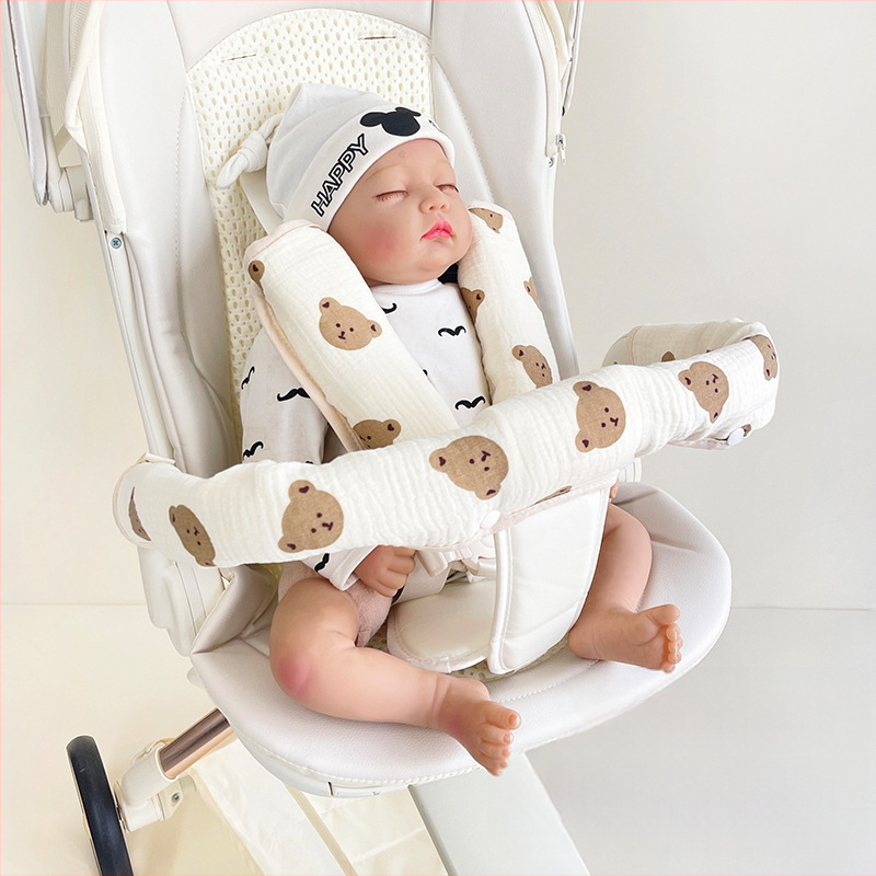 Bērnu ratiņu siekalu dvielis, trīsdaļīgs ratiņu cimds, kokvilnas marles siksna, siekalu dvielis ratiņu pretkodienu plecu spilventiņš