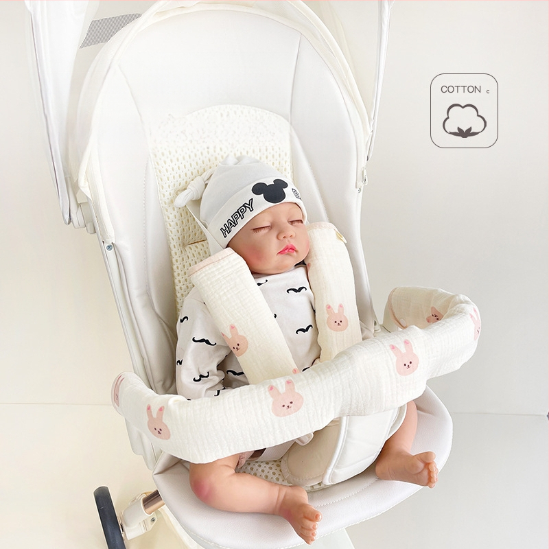 Bērnu ratiņu siekalu dvielis, trīsdaļīgs ratiņu cimds, kokvilnas marles siksna, siekalu dvielis ratiņu pretkodienu plecu spilventiņš