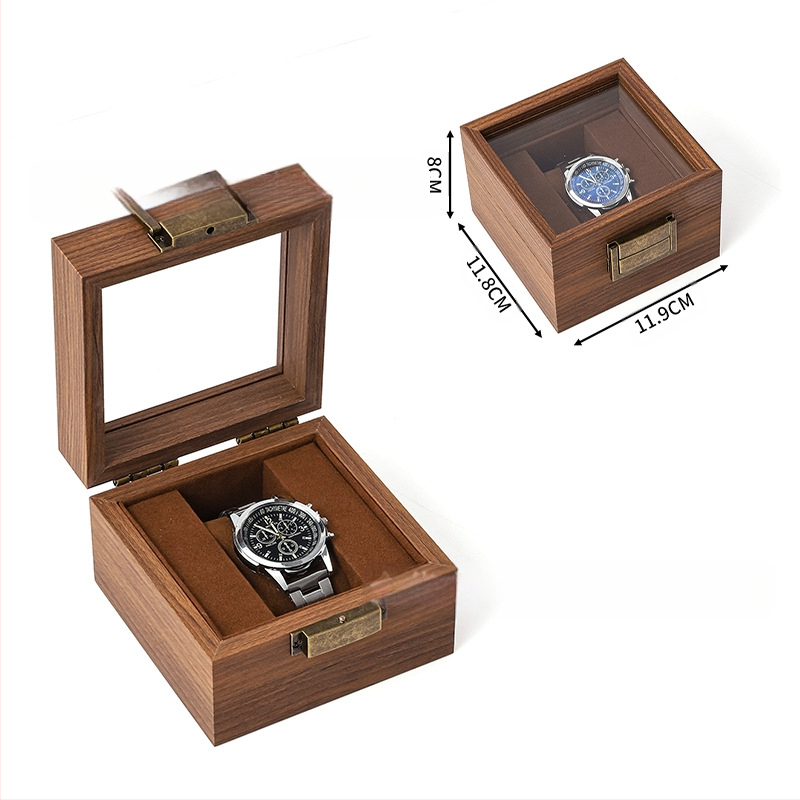 Didmeninė medinių laikrodžių laikymo dėžutė, juodo riešuto spalvos medinių kolekcijų laikrodžių papuošalų, akinių daugiafunkcinė dėžutė