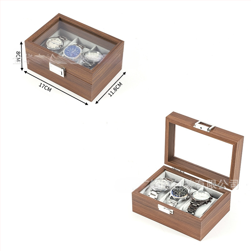Didmeninė medinių laikrodžių laikymo dėžutė, juodo riešuto spalvos medinių kolekcijų laikrodžių papuošalų, akinių daugiafunkcinė dėžutė