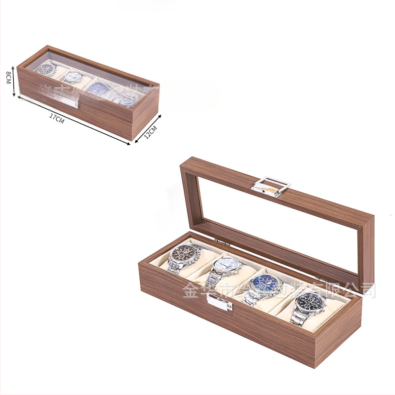 Didmeninė medinių laikrodžių laikymo dėžutė, juodo riešuto spalvos medinių kolekcijų laikrodžių papuošalų, akinių daugiafunkcinė dėžutė