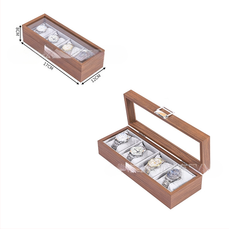 Didmeninė medinių laikrodžių laikymo dėžutė, juodo riešuto spalvos medinių kolekcijų laikrodžių papuošalų, akinių daugiafunkcinė dėžutė