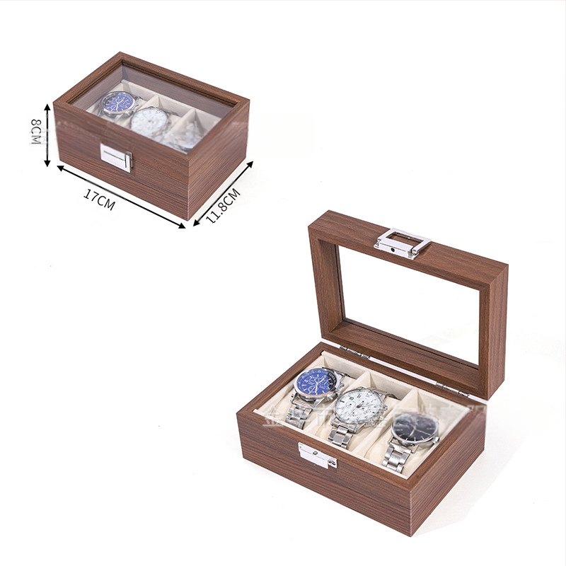 Didmeninė medinių laikrodžių laikymo dėžutė, juodo riešuto spalvos medinių kolekcijų laikrodžių papuošalų, akinių daugiafunkcinė dėžutė