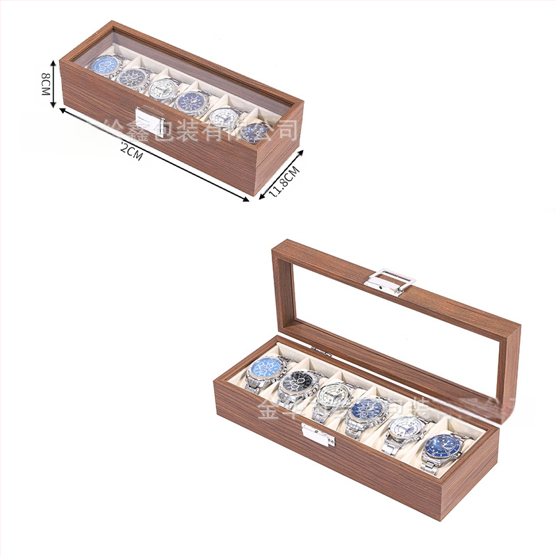 Didmeninė medinių laikrodžių laikymo dėžutė, juodo riešuto spalvos medinių kolekcijų laikrodžių papuošalų, akinių daugiafunkcinė dėžutė