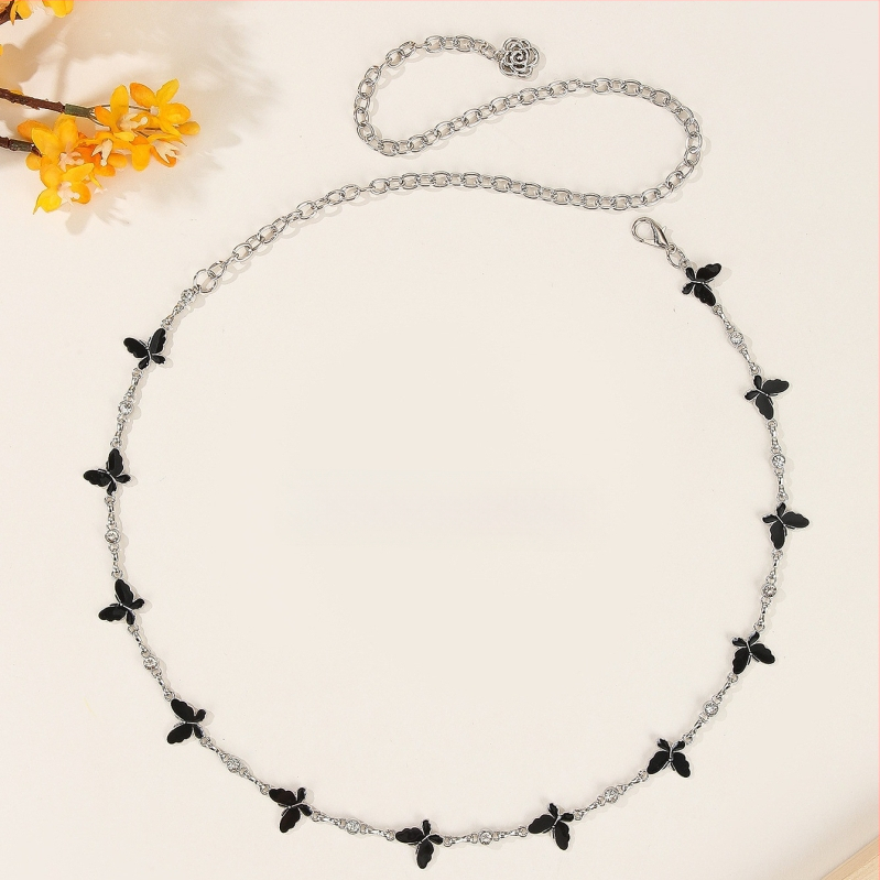 Μοντέρνα ρετρό μεταλλική αλυσίδα μέσης για γυναίκες, διακοσμητικό αξεσουάρ υψηλής ποιότητας για φούστες, ευέλικτο σχοινί μέσης πεταλούδας, ζώνη ευρωπαϊκής και αμερικανικής καταγωγής σε εθνικό στιλ