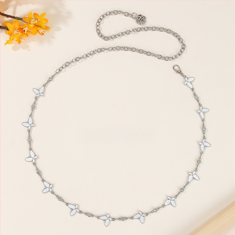 Μοντέρνα ρετρό μεταλλική αλυσίδα μέσης για γυναίκες, διακοσμητικό αξεσουάρ υψηλής ποιότητας για φούστες, ευέλικτο σχοινί μέσης πεταλούδας, ζώνη ευρωπαϊκής και αμερικανικής καταγωγής σε εθνικό στιλ