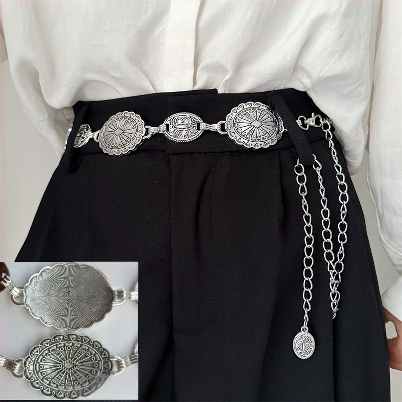 Modes retro metāla vidukļa ķēde sievietēm, augstas klases dekoratīvs aksesuārs svārkiem, daudzpusīga tauriņa vidukļa virve, etniskā stila Eiropas un Amerikas josta