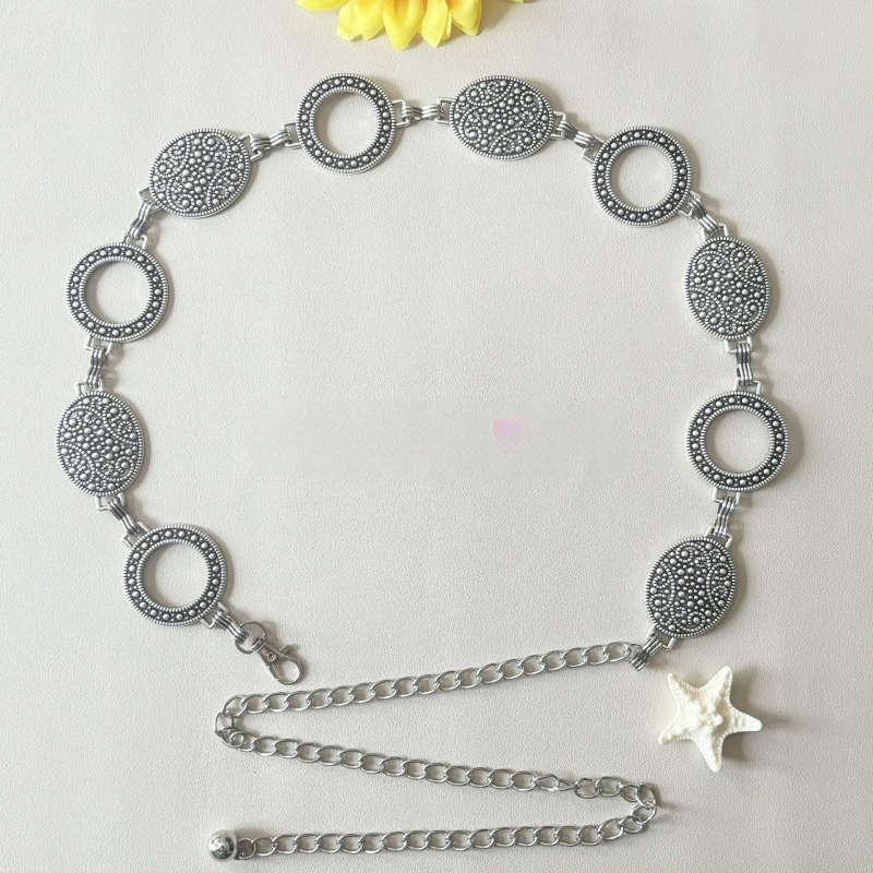 Modes retro metāla vidukļa ķēde sievietēm, augstas klases dekoratīvs aksesuārs svārkiem, daudzpusīga tauriņa vidukļa virve, etniskā stila Eiropas un Amerikas josta