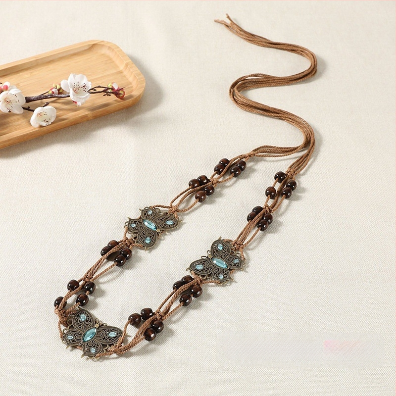 Modes retro metāla vidukļa ķēde sievietēm, augstas klases dekoratīvs aksesuārs svārkiem, daudzpusīga tauriņa vidukļa virve, etniskā stila Eiropas un Amerikas josta