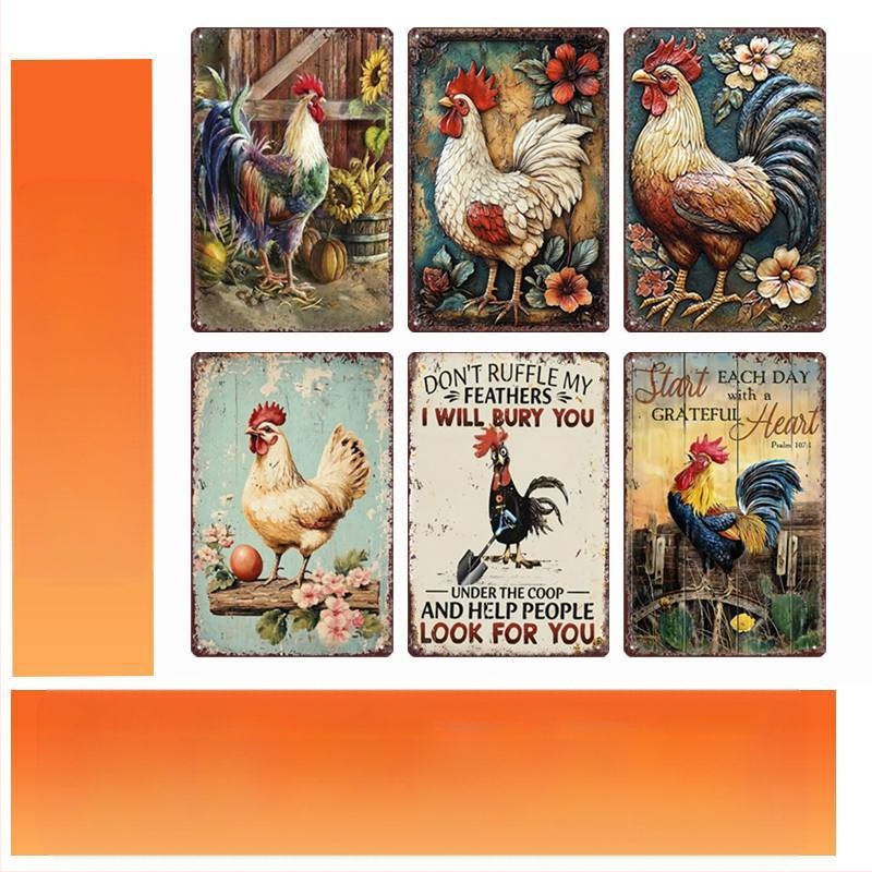 Трансграничен горещо продаван интересен знак за петел, ретро селска къща, петел, американски железен художник, домашен плакат, декорация на ресторант, живопис