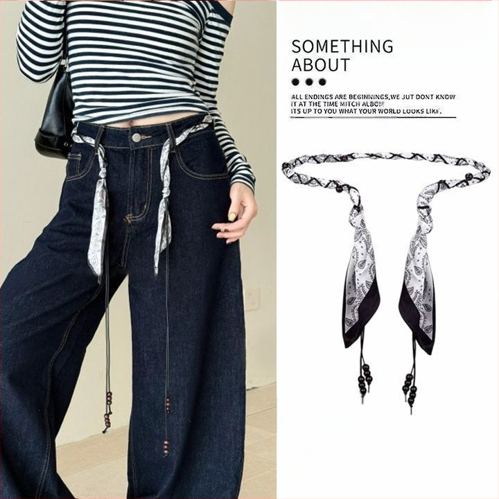 Bohēmiska viduslaiku etniskā stila brūna josta sieviešu svārkiem ar pītu vidukļa ķēdi Y2K metāla vidukļa aksesuāri