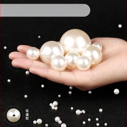 Rankų darbo „pasidaryk pats“ medžiagos 4–20 mm dvigubos skylutės apvalūs karoliukai iš grynos baltos ryžių baltumo karoliukų papuošalų aksesuarų, ABS imitacijos perlų, palaidų karoliukų